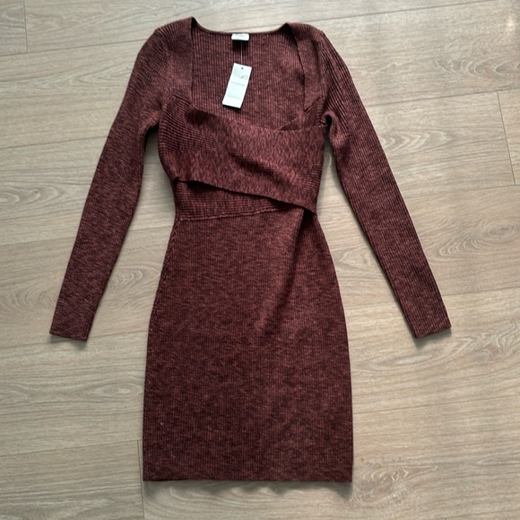 Abercrombie Long-Sleeve Wrap-Front Mini Sweater Dress. - Picture 1 of 1